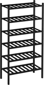 ROMGUAR CRAFT 6-Tier Bamboo Small Shoe Rack, Free Standing Wood Shoe Shelf Storage Organizer for Closet Entryway Stackable (B