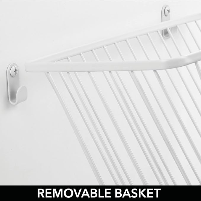mDesign Small Metal Wire Wall Mounted Storage Organizer Basket Bin for Hanging in Kitchen, Garage, Entryway, Mudroom, Bedroom