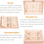 Voova Jewelry Box Organizer for Women Girls, 2 Layer Large Men Jewelry Storage Case, PU Leather Display Jewellery Holder with