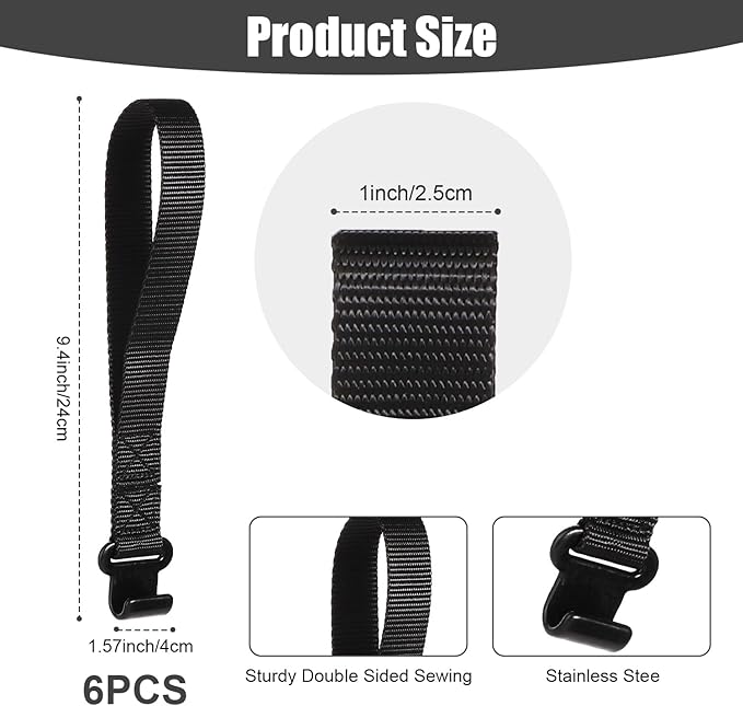 6pcs Rooftop Cargo Tie Down Hook Straps, Car Roof Cargo Carrier Door Hooks Car Door Hook Straps, Attaches to Car Door Frame, Car Door Cargo Hooks for Most Cars, Strapping Any Car Roof Luggage