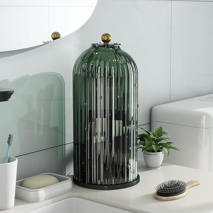 Dustproof Toothbrush Holders with Cover, Rotating Electric Toothbrush and Toothpaste Holder for Bathroom Countertop, 3 Slots 