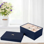 Voova Stackable Jewelry Organizer Tray with Lid, PU Leather Jewelry Storage Holder for Drawer Inserts, Jewellery Display Box 
