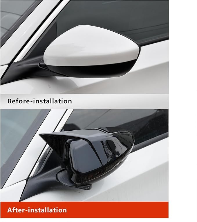 YINGTUU for Honda Accord 10th Gen 2018 2019 2020 2021 2022 2023 2024 2025 Car Ox Horn Side Rearview Mirror Cover Wing Mirror Protect Stickers Exterior Accessories Decals Bright Black