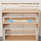 Multi-Functional Adjustable Metal Wire Shoe Rack Organizer - Stackable Shoe Storage for Closet, Extendable 15-24.4in, Retract