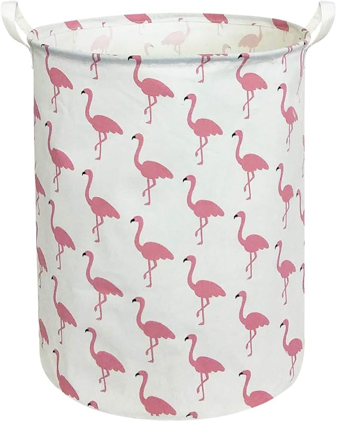 CLOCOR Large Pink Flamingo Laundry Hamper, Baby Girl Laundry Basket,Kids Toy Storage Bins,Nursery Decor,Bedroom,Bathroom,Gift