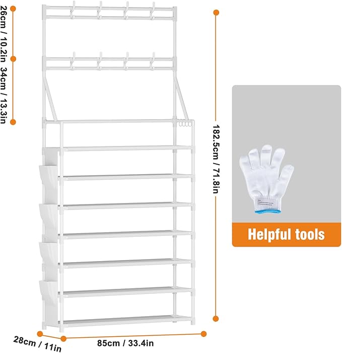 OYREL Shoe Rack 7 Tier Sturdy Shoe Racks for Closet Shoes Organizer for 28-35 Pairs Large Capacity Shoe Storage Rack with Mul