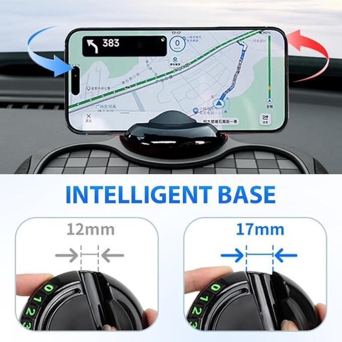 Car Dashboard Mat Non Slip 360° Rotating Phone Holder, Universal Anti Skid Pad with Temporary Parking Number Display, Multifu