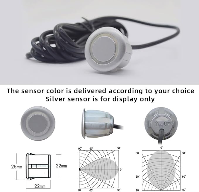 Parktronic 8 Parking Sensors Kit Reverse Backup Radar System Rear and Front View with Sound Warning Ultrasonic Distance Detec