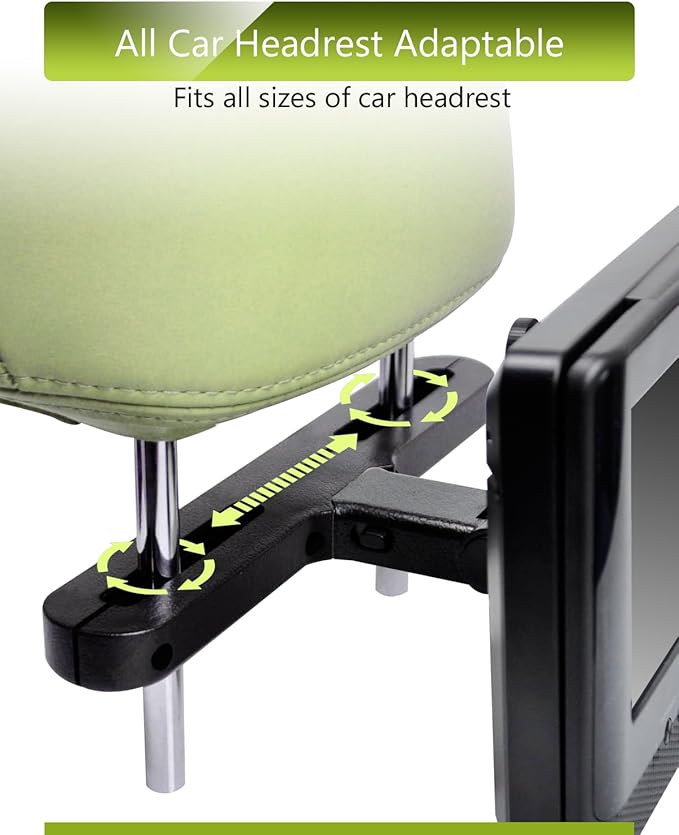 KALLAK Car Headrest Mount Holders for Dual Screen Portable DVD Player, Seat Headrest Brackets for WONNIE/NAVISKAUTO/Sylvania Portable DVD Player, Car DVD Player Headrest Mounts (1 Set)
