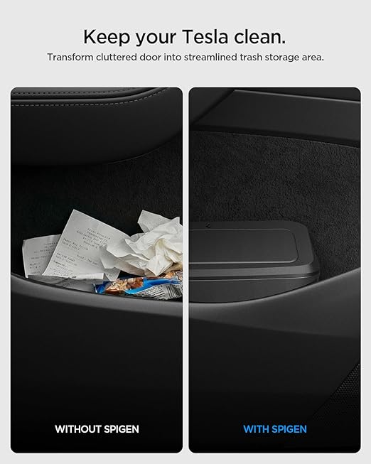 Spigen Door Pocket XL Car Trash Can [with Magnetic Lid] Waterproof Door Pocket Organizer 2025 2026 Tesla Model Y Juniper Premium & Performance Accessories - Driver Side Only