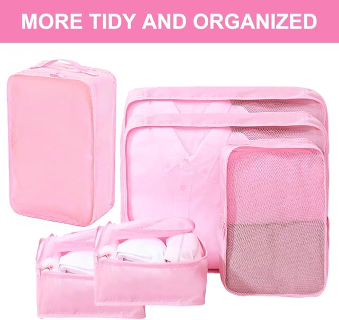 Packing cubes for Travel, CALACH Luggage Organizer Bags 6 Set Packing Cubes for Suitcases Travel Essentials for Carry on Mesh