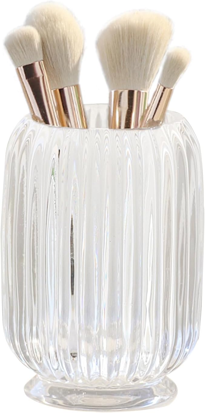 Crystal Makeup Brush holder Organizer, Vintage Make Up Brush Cup Pen Pencil Holder striped vase, Comb Brushes Pen Pencil Stor