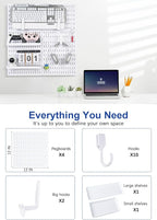 Pegboard Wall Organizer Kit – Heavy Duty 20lbs Load Bearing, Easy Installation, 4 Peg Board Panels 14 Accessories – Multi-Sur
