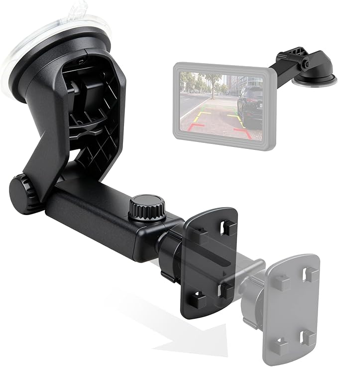 EWAY Suction Cup Mount for CarPlay Display, Backup Camera Monitor, Extended Arm with 360° Rotation, 4-Tab Bracket Replacement Dashboard Windshield Holder for 7-11" Apple Carplay, Android Auto Screens