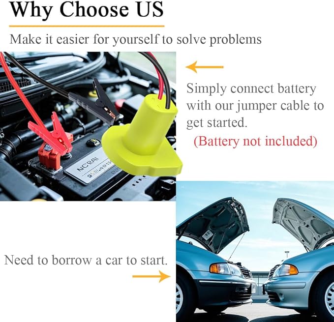 Jumper Cables Adapter Compatible with Ryobi 18V Battery, 8AWG 3.3FT Portable Battery Jump Starter Automotive Booster Cables Power for Car Jump Starting Using Tool