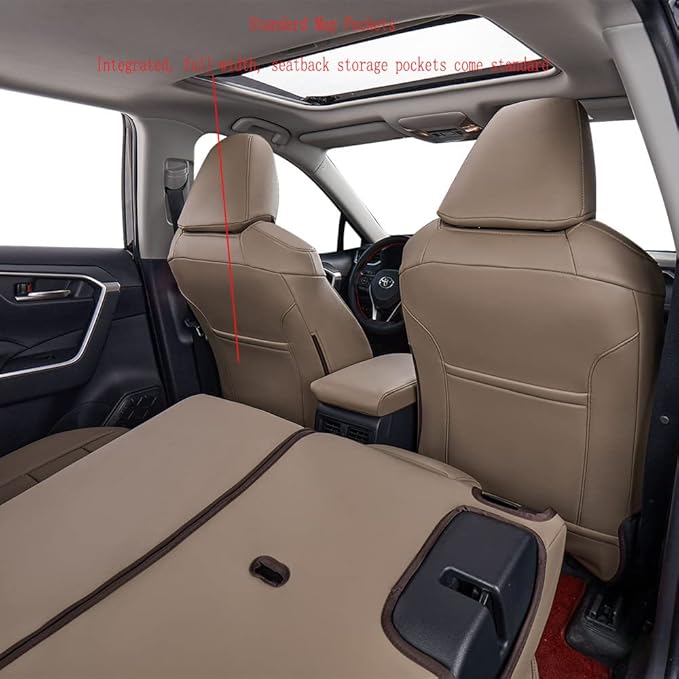 EKR Rav4 Seat Covers Custom Fit for Toyota Rav4(Gasoline) 2019 2020 2021 2022 2023 2024 2025 LE/XLE/XLE Premium/Limited,Leath