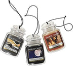 Yankee Candle Car Jar Ultimate 3-Pack, Leather, MidSummer's Night, New Car Scent, Hanging Auto Air Freshener, Odor Neutralizi