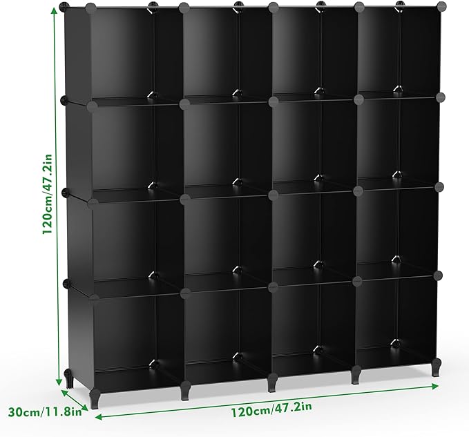 HOMIDEC Closet Organizers and Storage, 16 Cube Storage Organizer, Closet Organizer Bookshelf Cubes Shelves for Clothes, Bedro