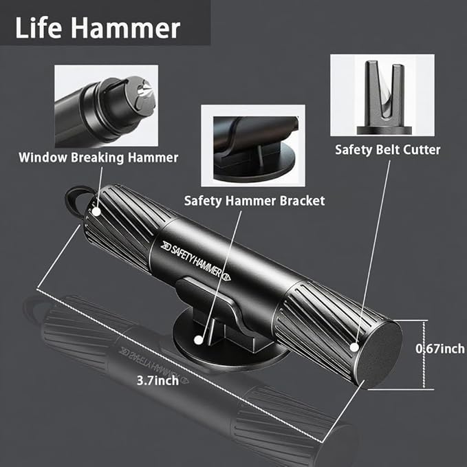 4 Pack 2026 Upgraded Safety Hammer,Safe Hammer Glass Breaker Under Water,Seatbelt Cutter Window Breaker Emergency Escape Tool