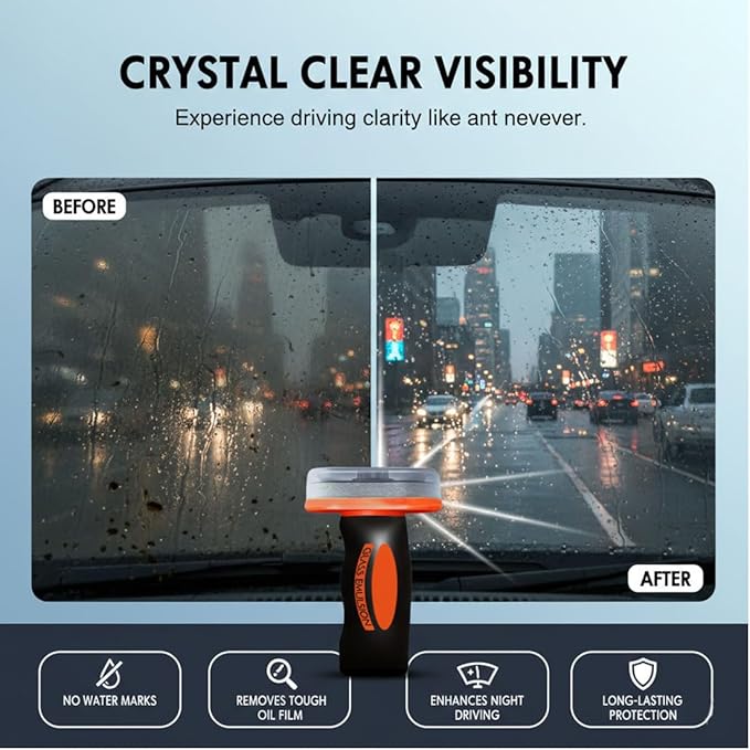 2026 New Handheld Glass Oil-Film Remover, Q4 Glass Guard Cleaner for Cars Window, Crystal Clear View, Multi‑Surface Oil Film 