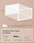 SONGMICS Shoe Boxes, Shoe Storage Organizers Rack for Closet, Plastic Stackable Sneaker Containers Case, 12 Pack, Transparent