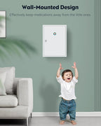 Uniclife Wall Mount Medicine Cabinet with Key Lock, Locking First Aid Cabinet, Lockable Medical Cabinet, Large Capacity Medic