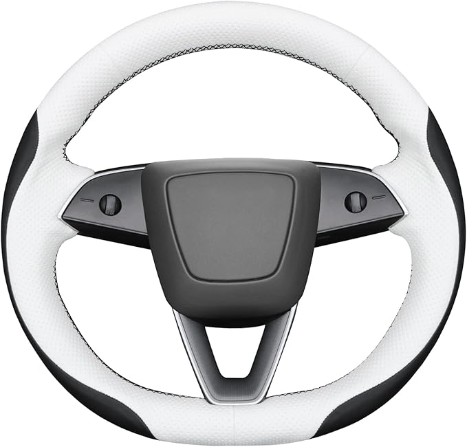 MEWANT DIY Stitching Steering Wheel Cover Wrap for Tesla Model 3 Highland 2023-2025/Model Y 2025 Highland for Tesla Model 3/Model Y Accessories(3D Style)