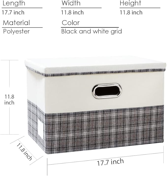 PRANDOM Large Collapsible Storage Bins with Lids [3-Pack] Fabric Foldable Storage Boxes Organizer Containers Baskets Cube wit