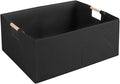 Fabric Storage Bin Box Foldable Cotton Linen Storage Basket with Wooden Handles Rectangular Cube Decorative Home Laundry Orga