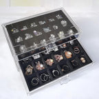 YUFONG Earring Organizer Box Acrylic Jewelry Organizer with 3 Drawers 54 Adjustable Grids Clear Stackable Earring Holder Velv