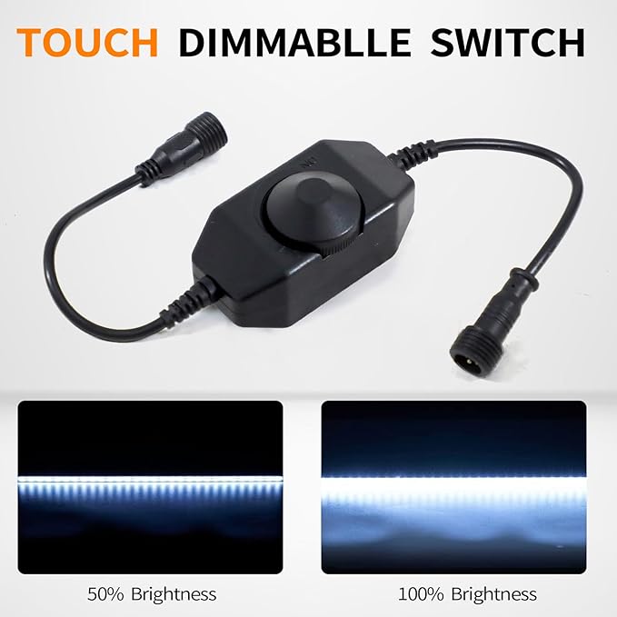 12V LED Interior Light Bar Kit Dimmable IP67 Waterproof Camping String Lights, 4 Bars White Aluminum Magnetic Mount Exterior Lights for RV, Camping Tent,Car