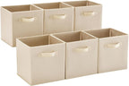MAX Houser Fabric Cloth Storage Bins,Foldable Storage Cubes Organizer Baskets with Dual Handles for Home Bedroom Storage,Set 