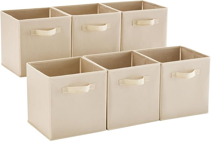 MAX Houser Fabric Cloth Storage Bins,Foldable Storage Cubes Organizer Baskets with Dual Handles for Home Bedroom Storage,Set 