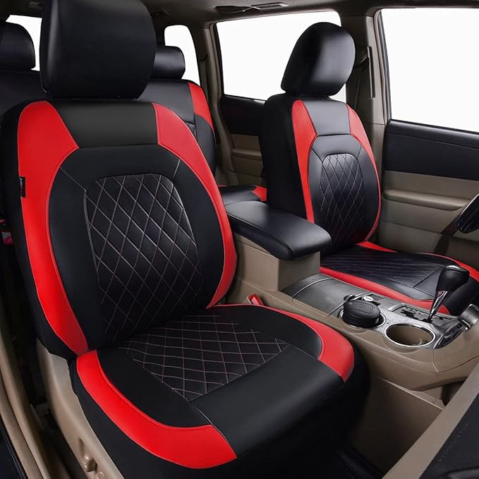 Universal Faux Leather Car Seat Covers Full Set Airbag Compatible Breathable Fit for Cars Trucks SUVs Deluxe Pu Luxury Vinyl(