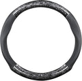 Ergocar Car Steering Wheel Sleeve, Round Forged Carbon Fiber and Leather Material Steering Wheel Sleeve, 37-38cm/14.5-15inch, Non-Slip, Soft, Breathable, Sports Style