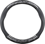 Ergocar Car Steering Wheel Sleeve, Round Forged Carbon Fiber and Leather Material Steering Wheel Sleeve, 37-38cm/14.5-15inch, Non-Slip, Soft, Breathable, Sports Style