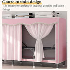 TIST Foldable Wardrobe Steel Storage Wardrobe Portable Wardrobe for Hanging Clothes 110cm/ 160cm/ 215cm Large Wardrobe(Light 