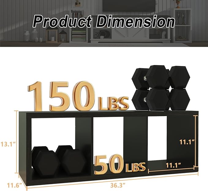 CTESNE【2026 Wooden Thick Frame 3 Cube Storage Organizer Shelf with Anti-Tipping Kits + Reversible Open Back Bookcase, Horizon