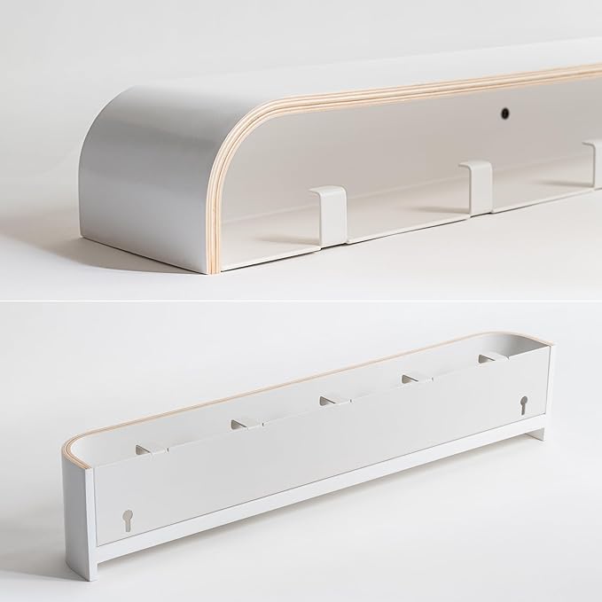 Kazai. Wall-Mounted Coat Rack 'Toke' - Modern Design Coat Rack with Hidden Wall Hooks - Solid Wood Veneer Panel Coat Hanger -