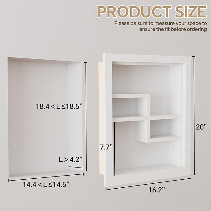 Solid Wood 14 X 18 Recessed Medicine Cabinet,2-Tier, Medicine Cabinet Organizer,Wall Niche, Bathroom Wall Cabinet, Recessed B