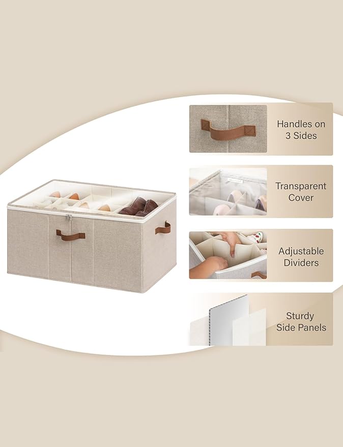 StorageWorks Under Bed Storage with Lid with Shoe Organizer for Closet