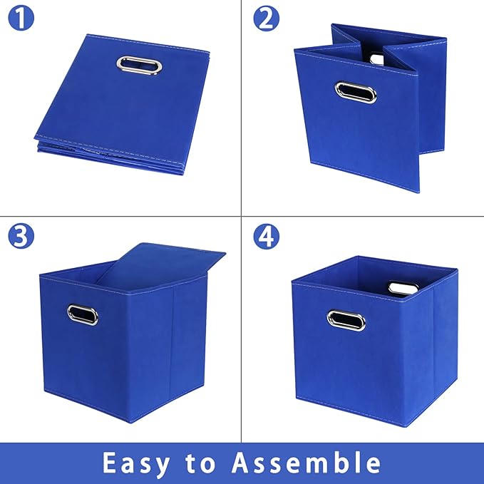 Fabric storage bins Cubes, Fabric Cube Organizer with Handle, Foldable Cube Bins for Cloth or Accessary Storage, 11x11x11, Se