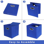 Fabric storage bins Cubes, Fabric Cube Organizer with Handle, Foldable Cube Bins for Cloth or Accessary Storage, 11x11x11, Se