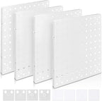 4 PCS White Pegboard Wall Organizer, Self-Adhesive Peg Board Wall Panel Kits Storage for Craft Room Garage Kitchen