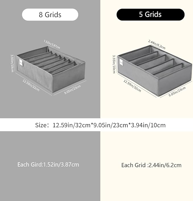 4 Packs T-shirt Drawer Organizers for Clothing,5 Grids Compartment Wardrobe Storage Box, Washable Clothes Organizer for Folde