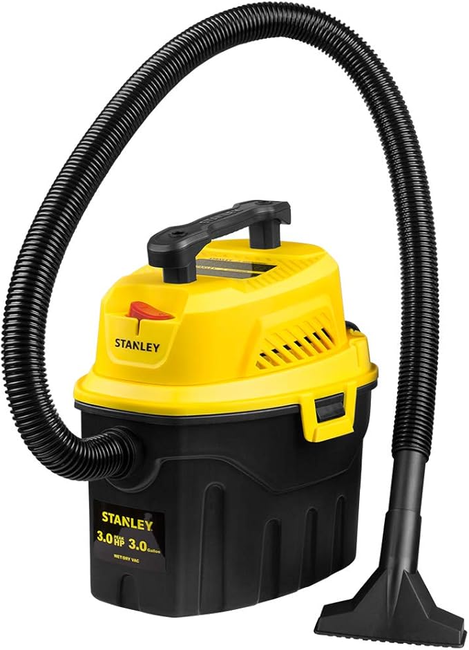 STANLEY 3 Gallon Wet Dry Vacuum, 3 Peak HP Poly 2 in 1 Shop Vac with Powerful Suction, Portable Shop Vacuum Car Vacuum W/ 3 H