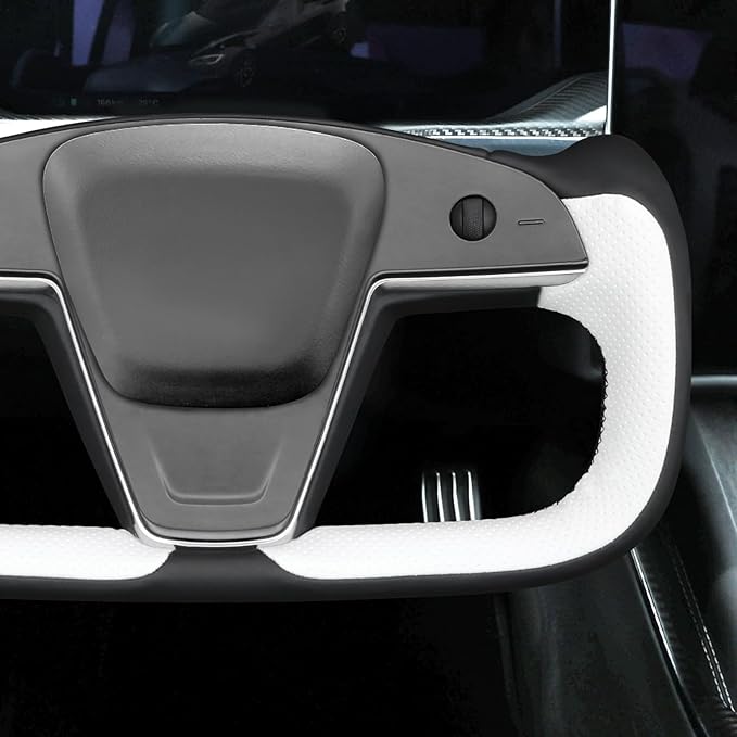 MEWANT Hand Stitched Tesla Model S Yoke Steering Wheel Cover Wrap for Tesla Model S 2021-2023 / Model X 2021-2023 Tesla Yoke Steering Wheel Accessories