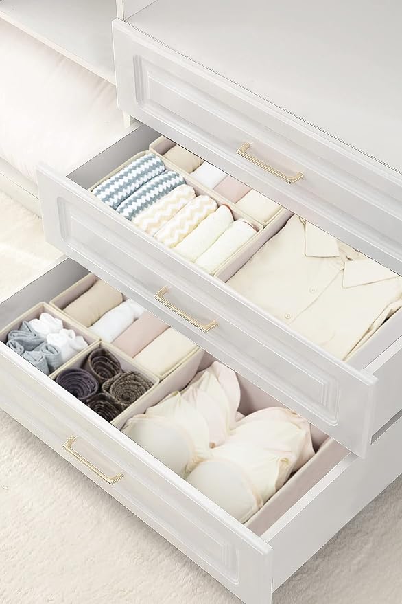 Fordonral 12 Pack Drawer Organizer Clothes, Foldable Fabric Dresser Organizer Closet Organizers and Storage Box for Underwear