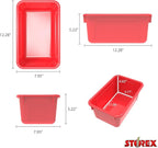 Storex Small Cubby Bins – Plastic Storage Containers for Classroom with Non-Snap Lid, 12.2 x 7.8 x 5.1 inches, Red, (62407U05