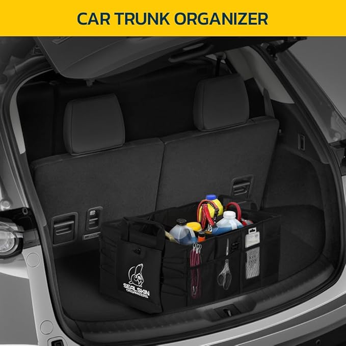 Seal Skin Covers Trunk Organizer for SUV, Car & Truck - Premium Heavy Duty and Collapsible with 3 Adjustable Sizes - Lightweigh
